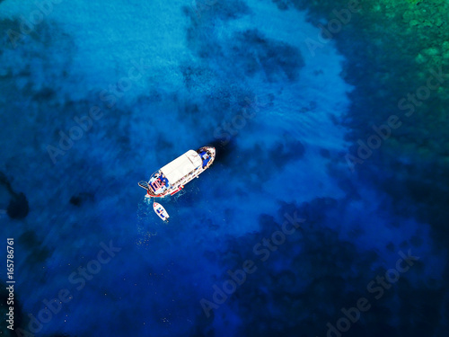Top view of boats on beautiful sea.