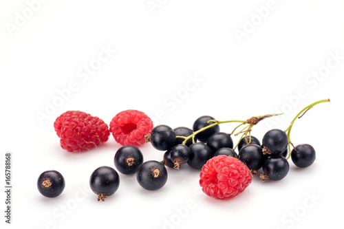 Blackcurrants with raspberries