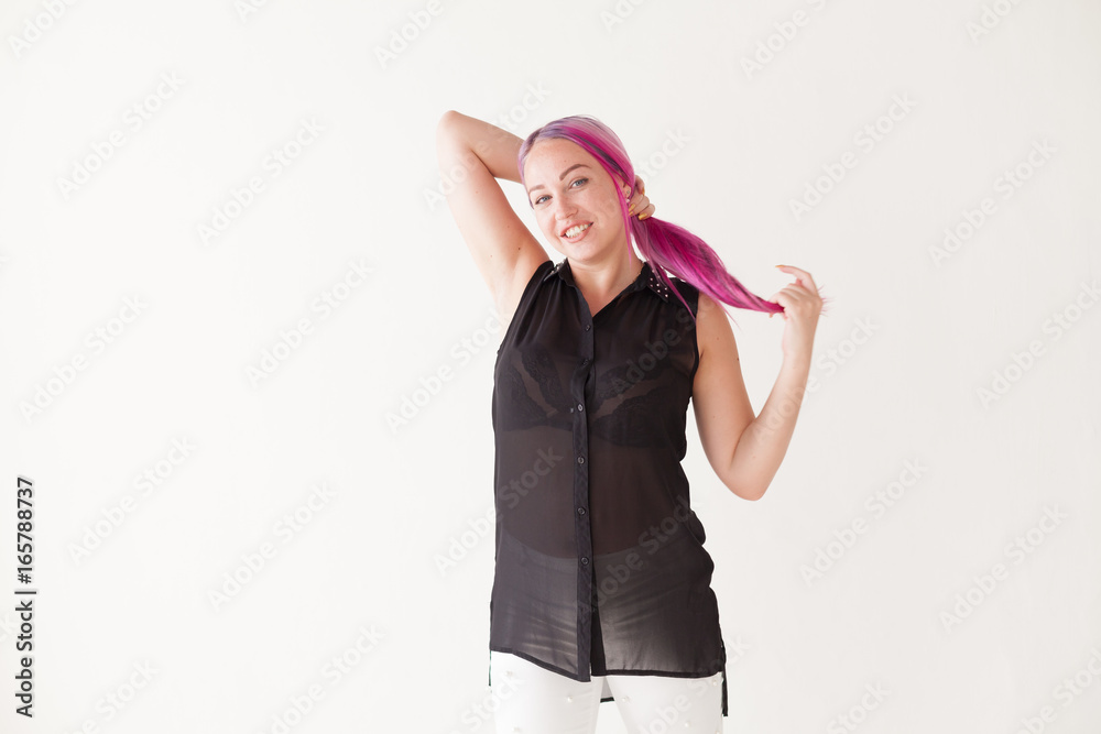 girl holding hand hair pink girl holding hand hair pink