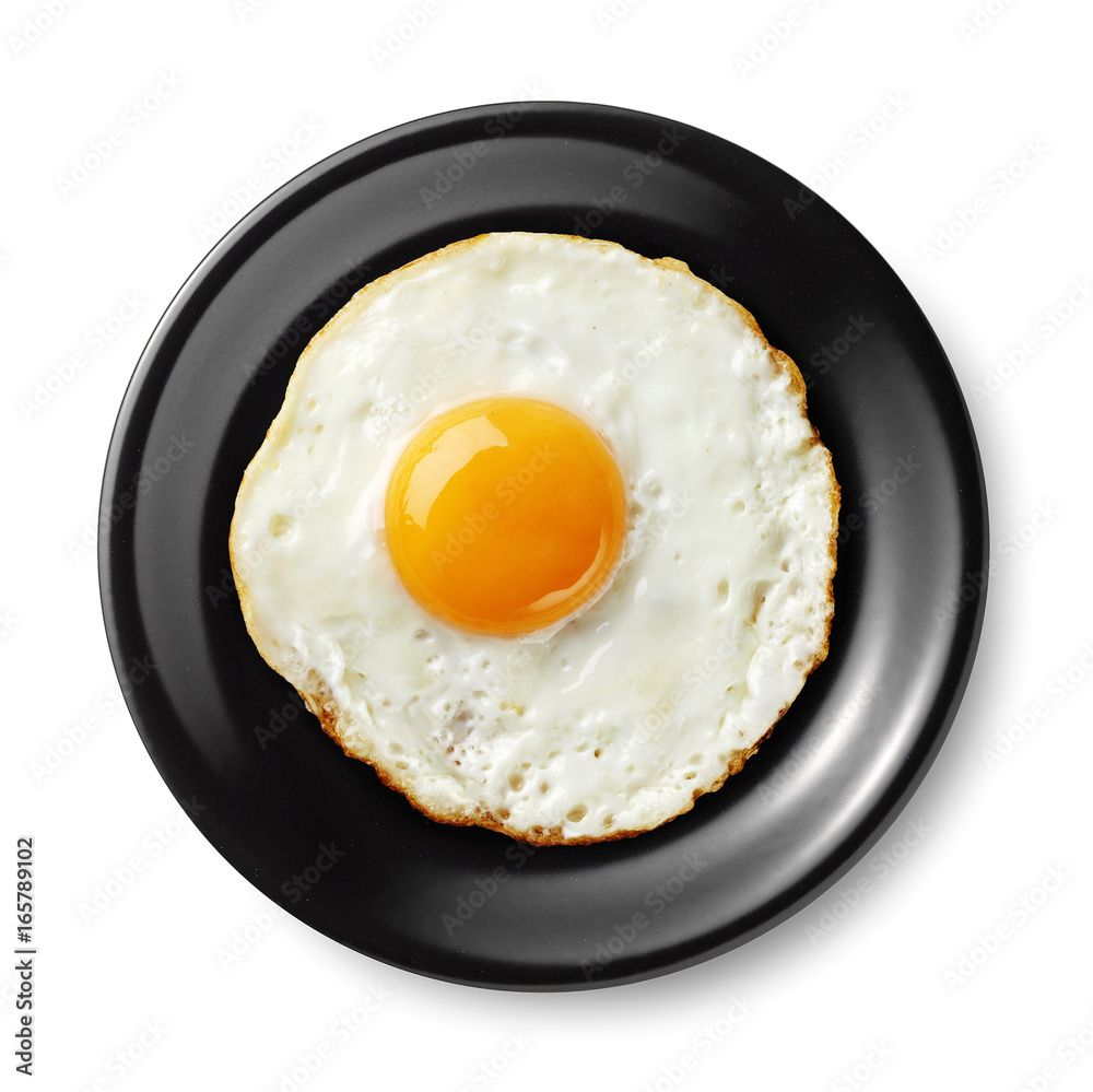 fried egg on black plate