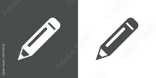 Icono plano lapiz gris y blanco