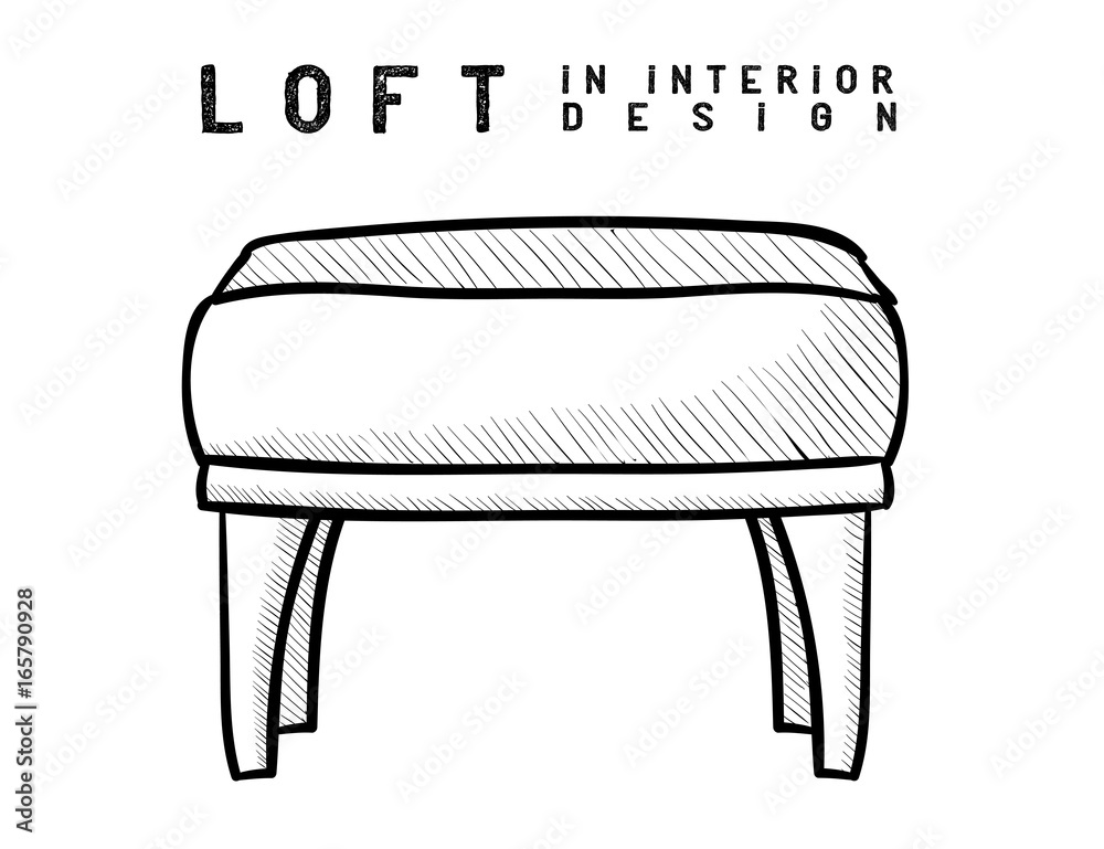 Chair without backrest. Outline. Loft in interior design eps 10 illustration