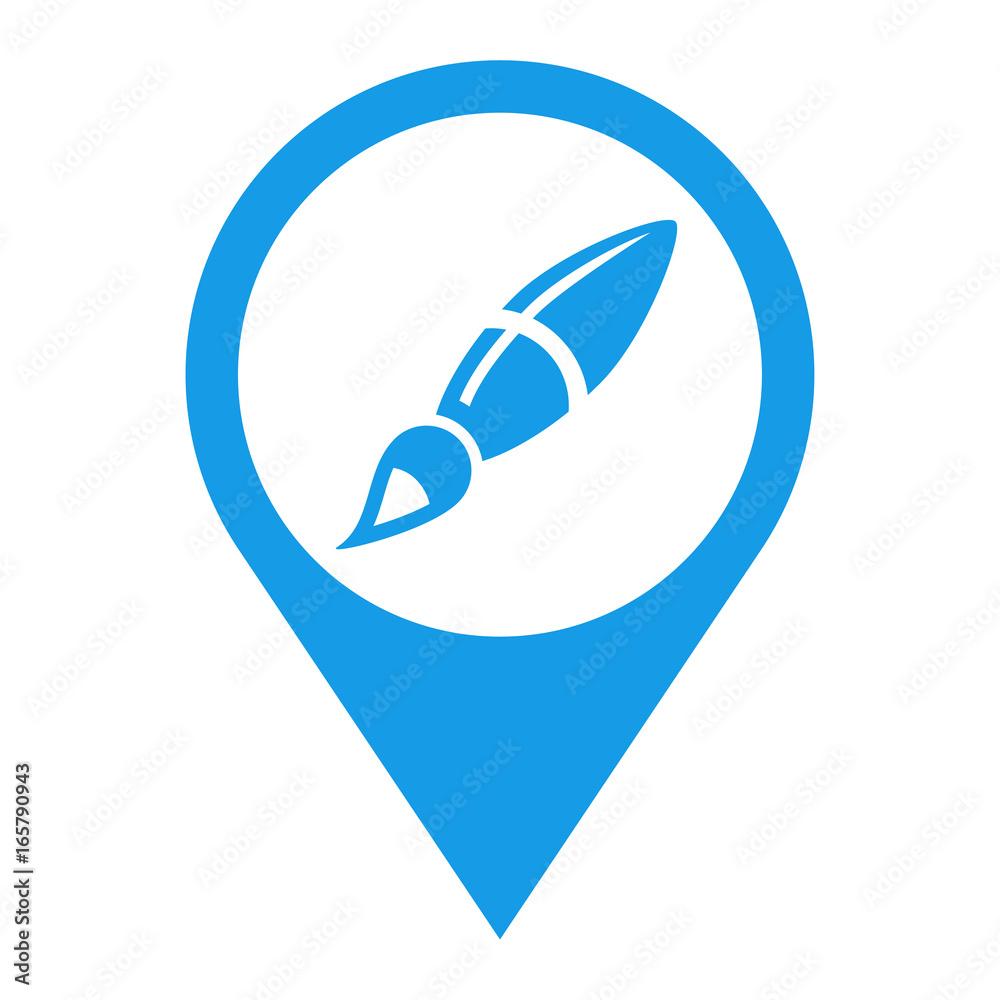 Icono plano localizacion pincel azul Icono plano localizacion pincel azul