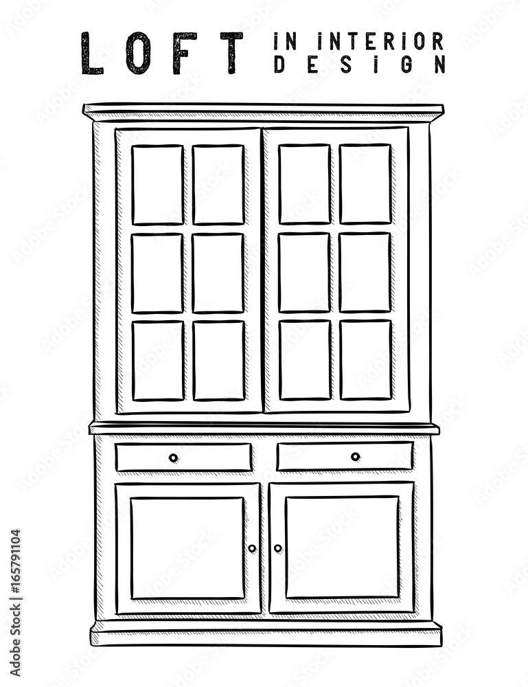 Wardrobe. Outline. Loft in interior design eps 10 illustration Wardrobe. Outline. Loft in interior design eps 10 illustration