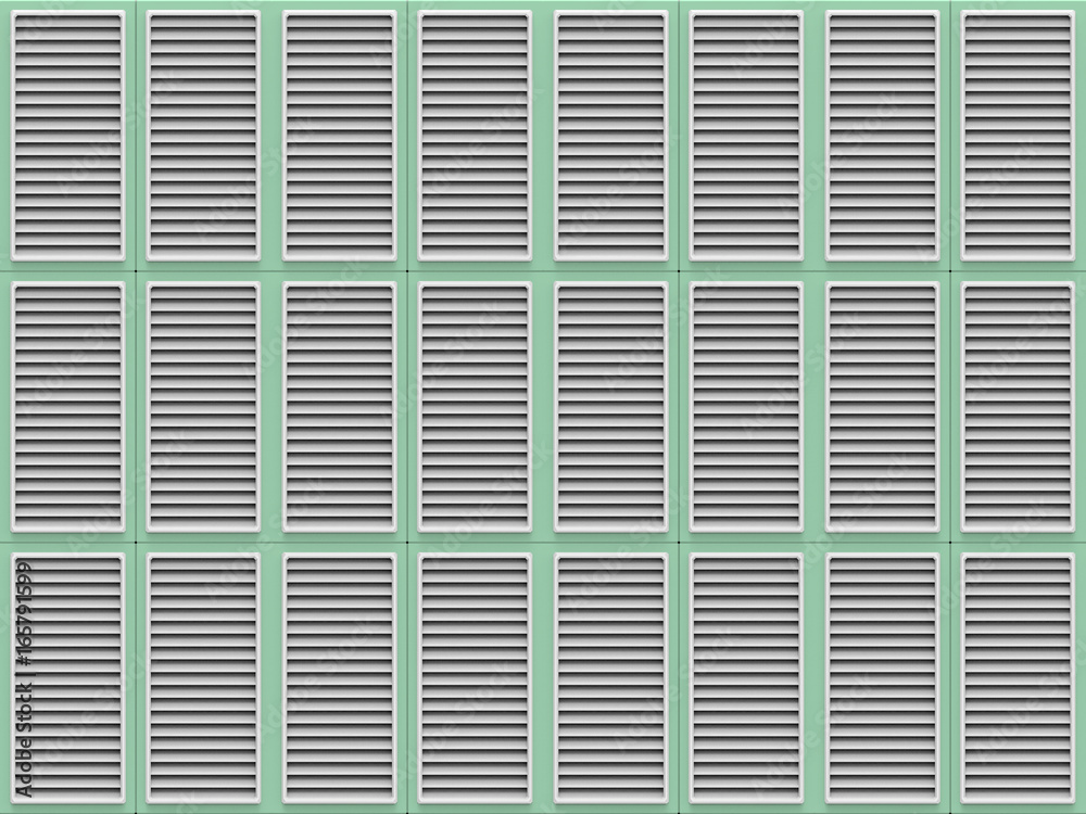 3d illustration. white and light green wood window wall background 3d illustration. white and light green wood window wall background