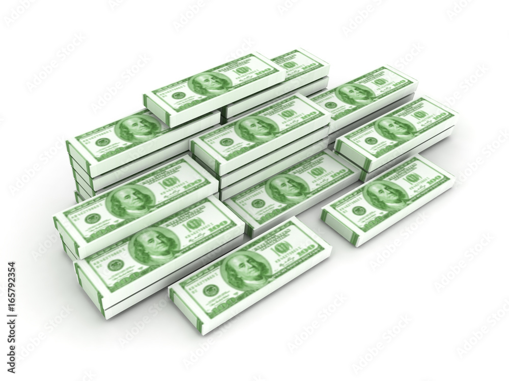 3D Illustration of a pile of cash 3D Illustration of a pile of cash