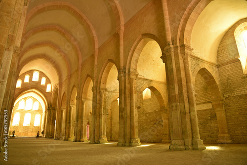 Nef de l'église de l'abbaye royale cistercienne de Fontenay en Bourgogne, France