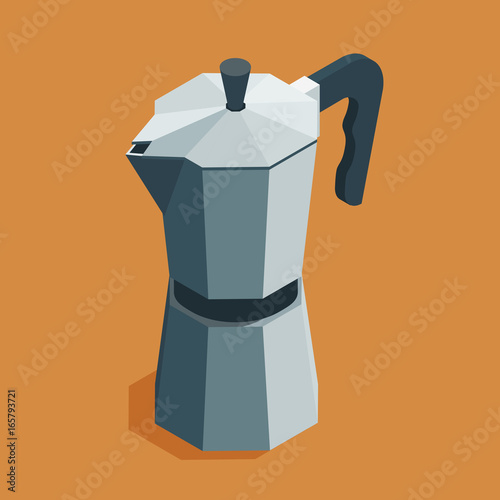 geyser coffee maker Moka pot in the isometric isolated from background vector illustration