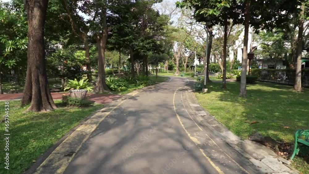 Walking through the park, Point of view shot Walking through the park, Point of view shot