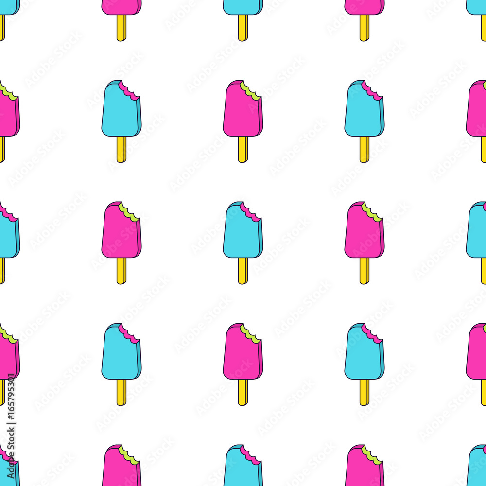 Vector trendy seamless pattern with bitten ice cream. Modern summer fashion print background Vector trendy seamless pattern with bitten ice cream. Modern summer fashion print background