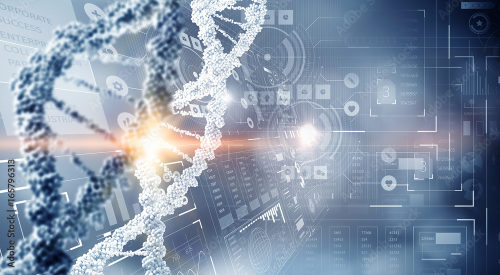 Fototapeta premium DNA molecule spiral. Mixed media