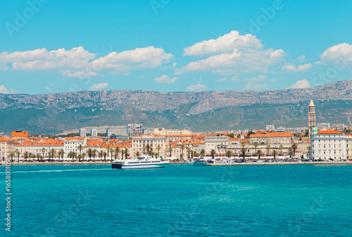 Panoramic view on Split city from the side of sea, Dalmatia, Croatia