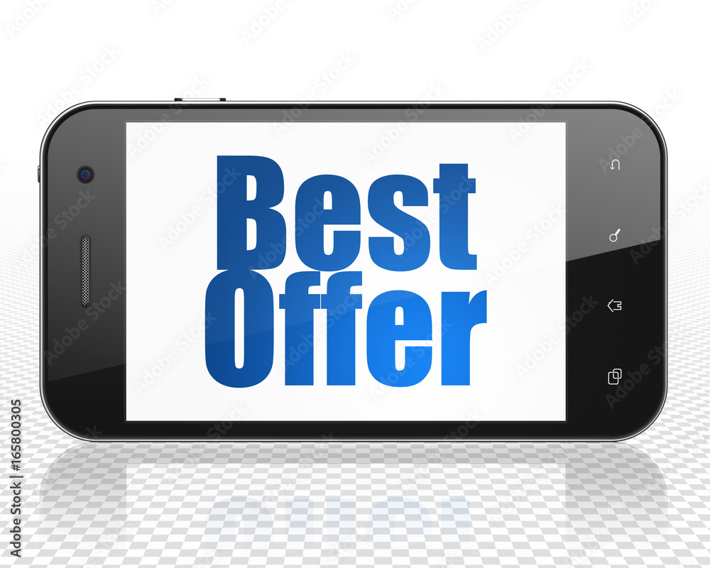 Business concept: Smartphone with Best Offer on display Business concept: Smartphone with Best Offer on display