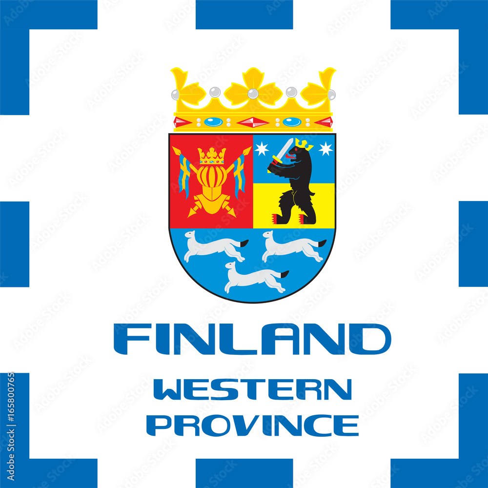 Obraz premium National ensigns, Flag and emblem of Finland - Western Province