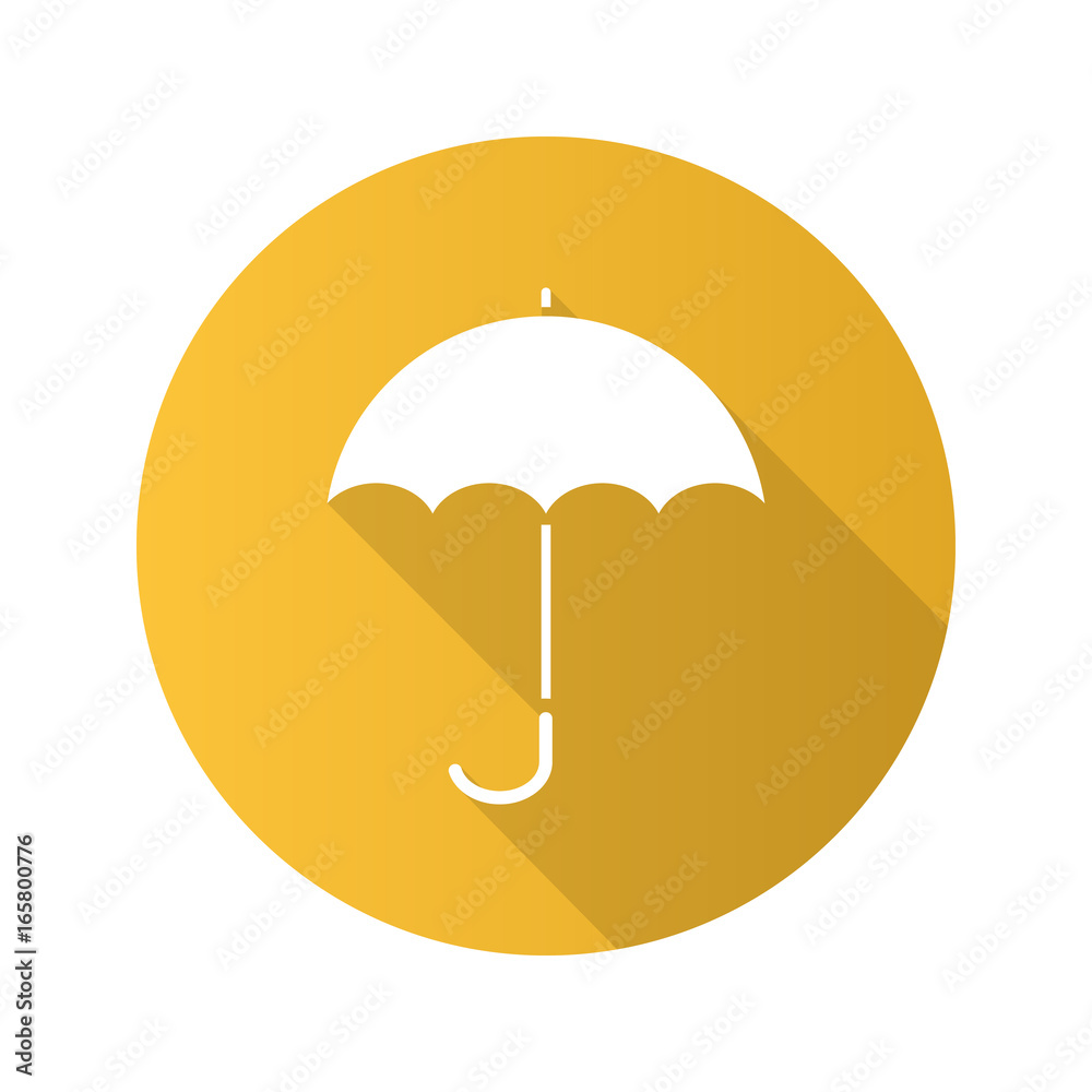 Umbrella flat design long shadow glyph icon