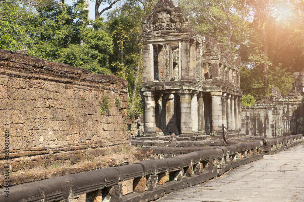 gallery in temple Preah Khan ruins(12th Century) in Angkor Wat, Siem Reap, Cambodia..