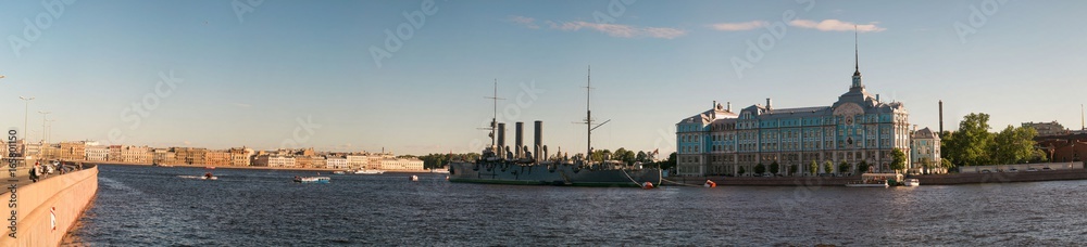 St. Petersburg, Russia - 28 June 2017: cruiser Aurora, ship museum in St. Petersburg.