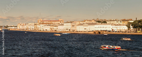 Panoramic view of the Neva River embankment in St. Petersburg. photo