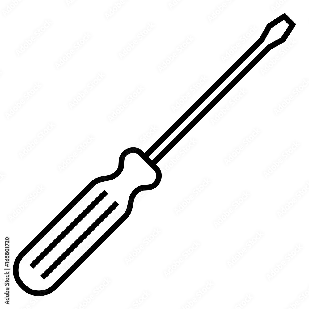 Vector Black Outline Icon - Screwdriver Tool. Vector Black Outline Icon - Screwdriver Tool.