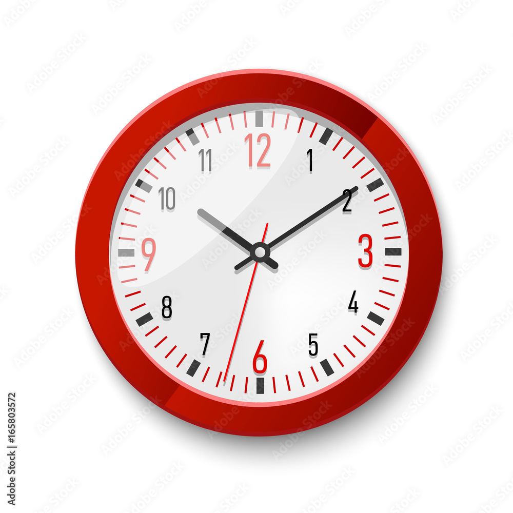 Red wall watch for promotion. Office accessories vector illustration mock up
Red wall watch for promotion. Office accessories vector illustration mock up