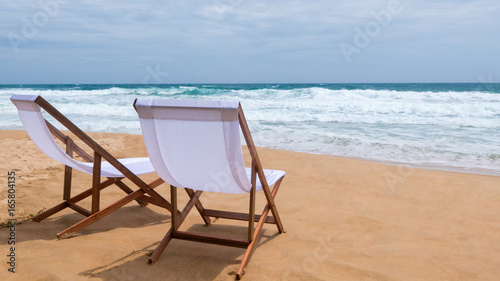 Beach Chair, White Fabric on Karon Beach, Phuket, Thailand