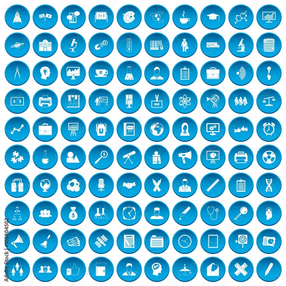 100 seminar icons set blue 100 seminar icons set blue