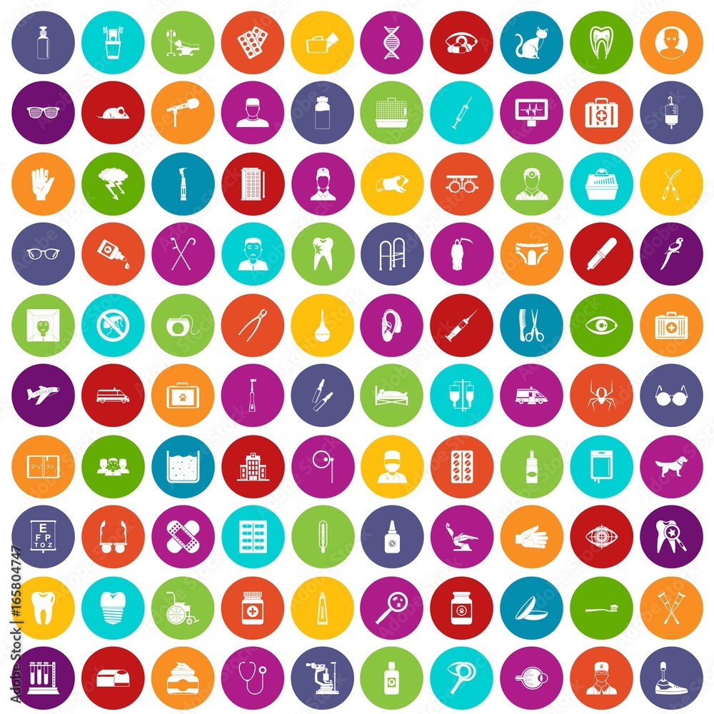 100 care icons set color 100 care icons set color