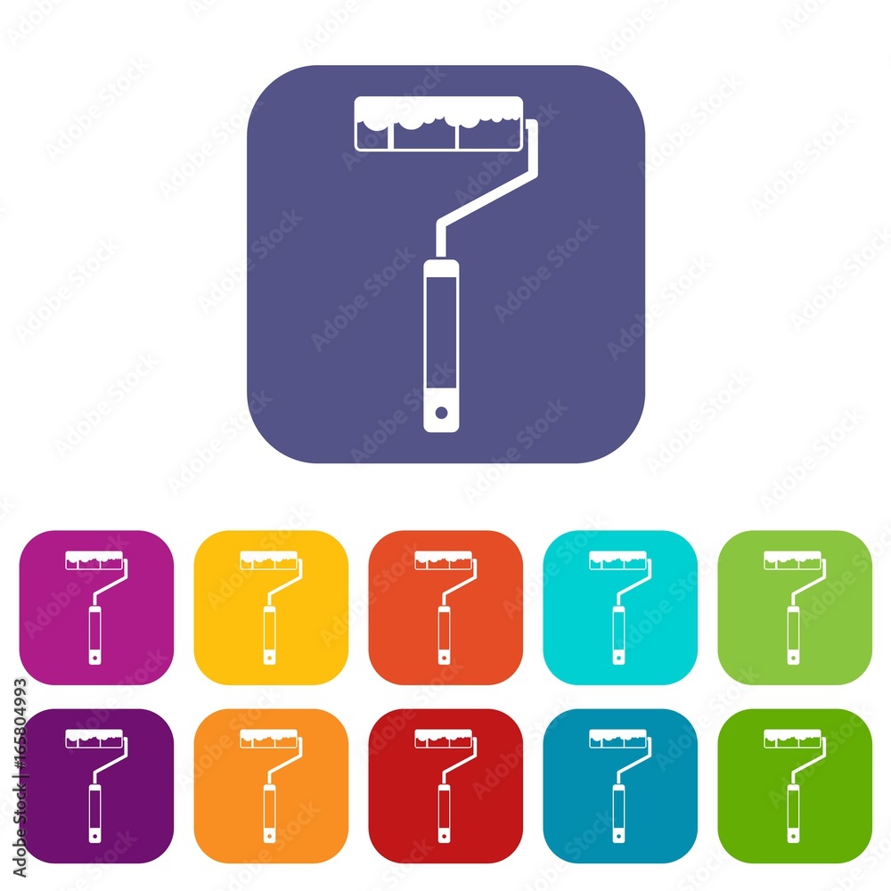 Paint roller icons set Paint roller icons set