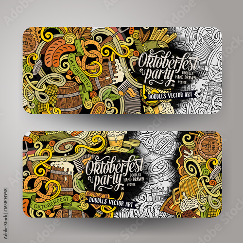 Cartoon vector hand drawn doodles Octoberfest corporate identity