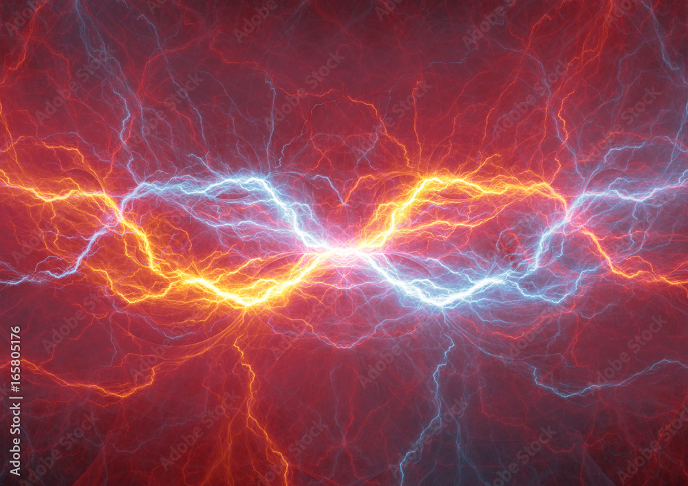 Fototapeta premium Fire and ice lightning, plasma energy background