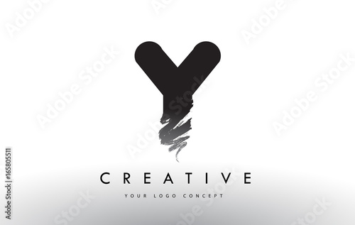 Y Brushed Letter Logo. Black Brush Letters design with Brush stroke design.