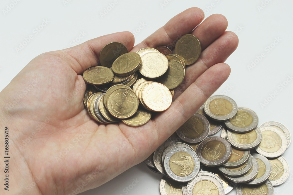 Saving the Coins of thailand on a white background Saving the Coins of thailand on a white background