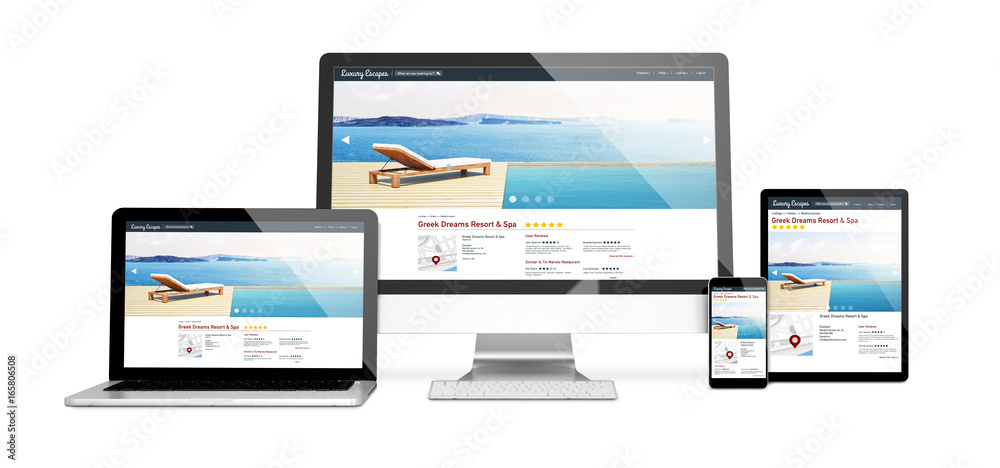 devices isolated mockup resort and spa website