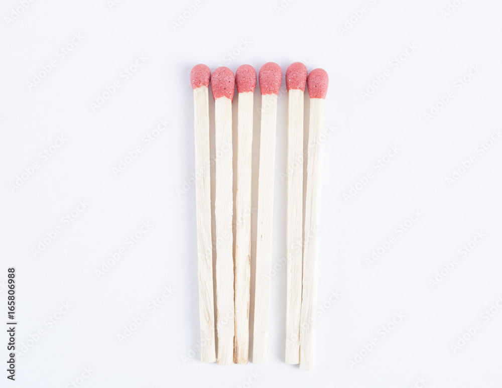 High angle of matches isolated on white. High angle of matches isolated on white.
