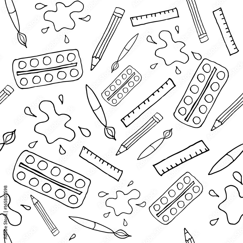 seamless art tools pattern vector illustration seamless art tools pattern vector illustration