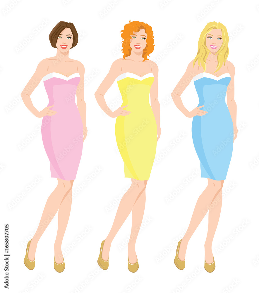 Vector illustration of woman with different hairstyle isolated on white background Vector illustration of woman with different hairstyle isolated on white background