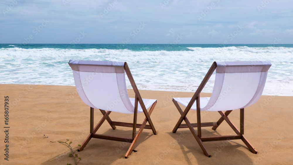 Beach Chair, White Fabric on Karon Beach, Phuket, Thailand