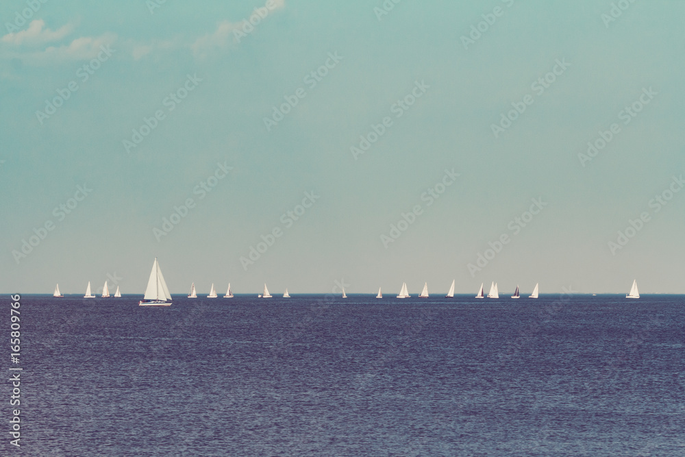 Sailboats on the Raritan Bay in New Jersey