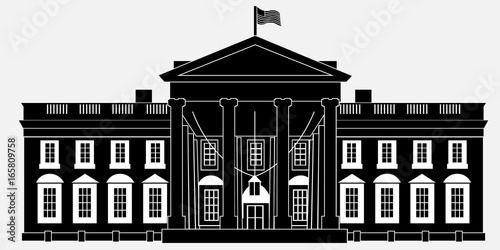 Black Silhouette White House Isolated on white background. Vector Illustration