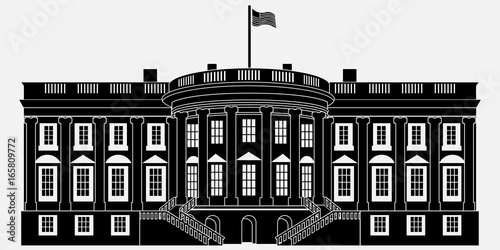 Black Silhouette White House Isolated on white background. Vector Illustration