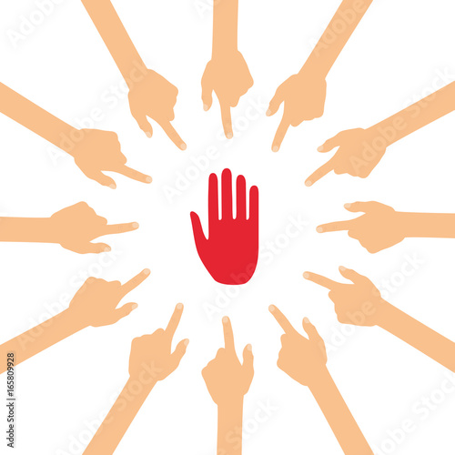 Viele Hände zeigen auf - Hand - Stop