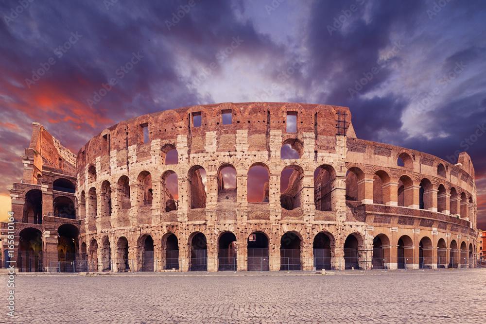 The Colosseum or Flavian Amphitheatre (Amphitheatrum Flavium or Colosseo)