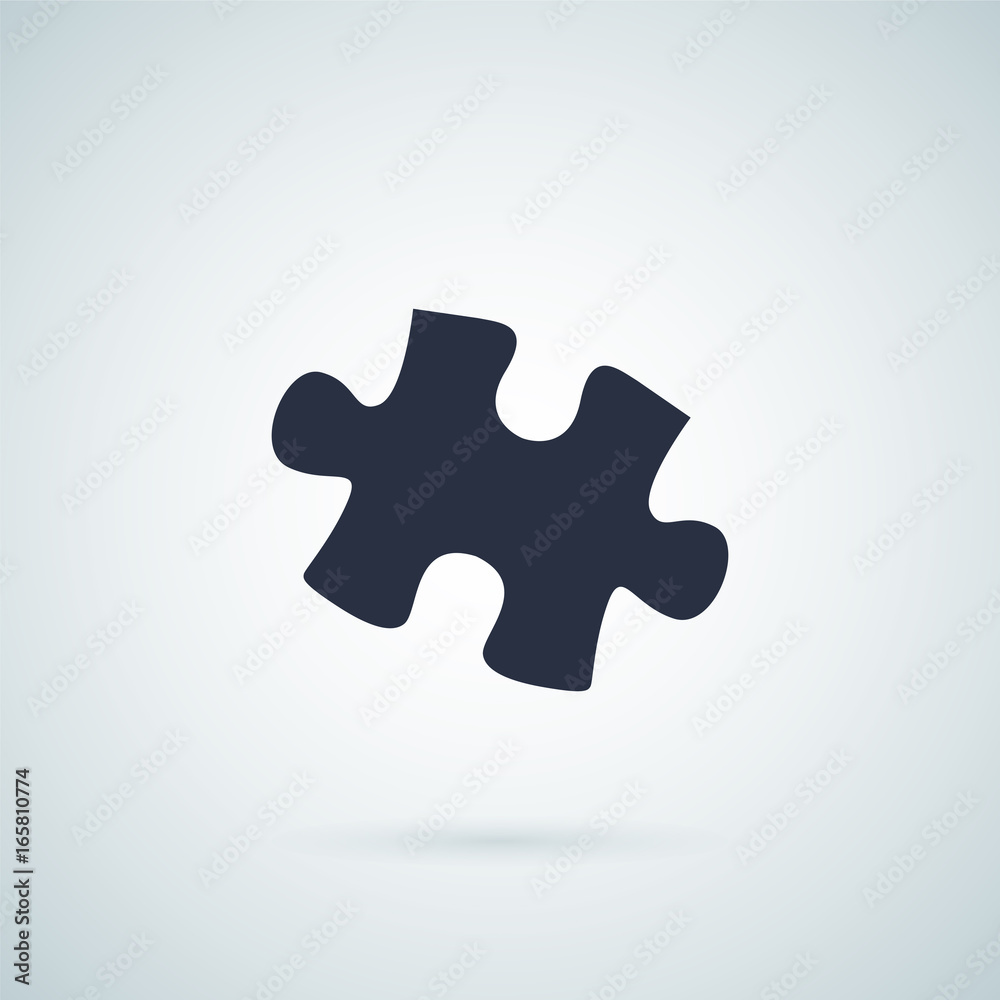 Puzzle - Vector icon. Puzzle piece isolated on grey background with a shadow vector illustration. Wooden puzzle part. Puzzle - Vector icon. Puzzle piece isolated on grey background with a shadow vector illustration. Wooden puzzle part.