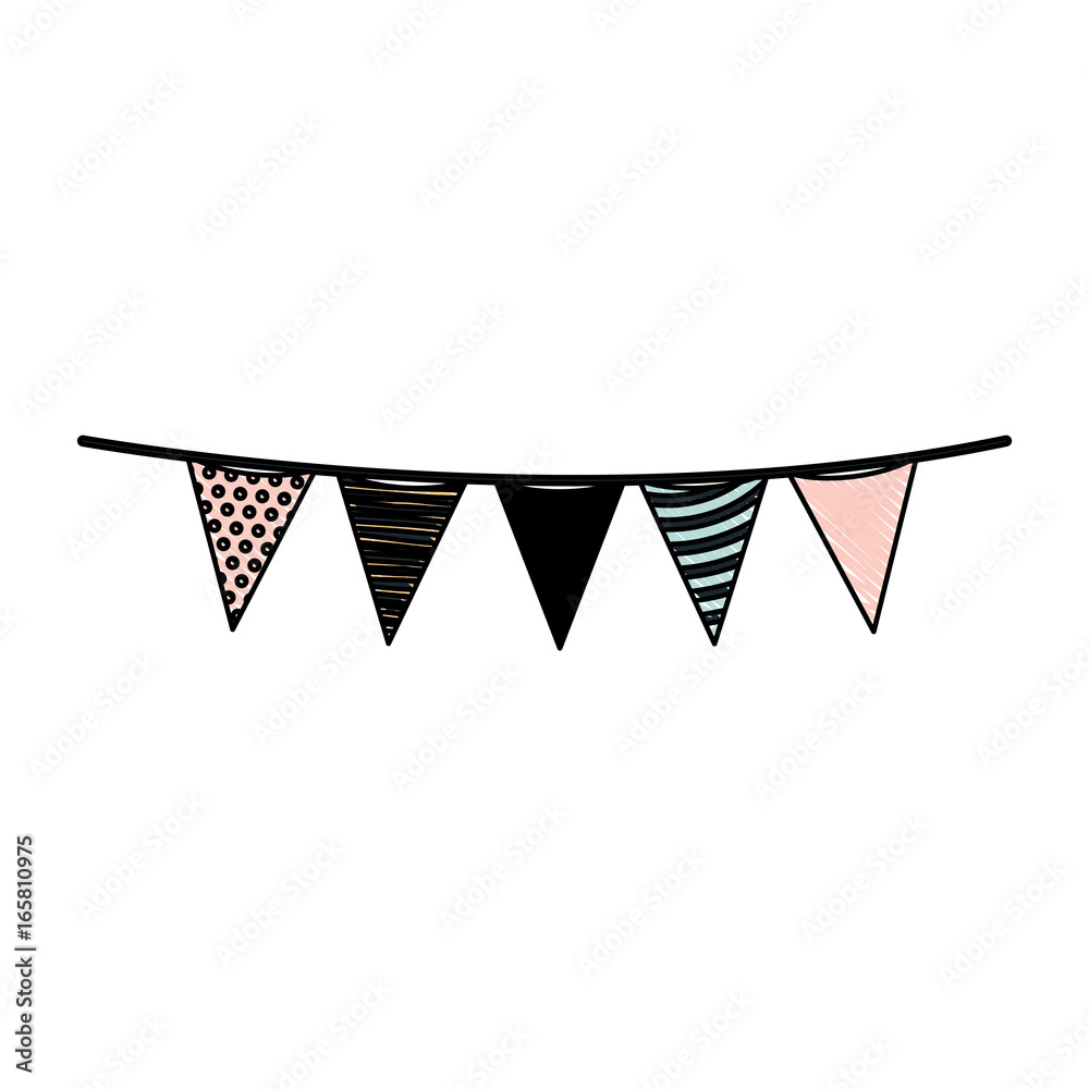 crayon silhouette of multicolored decorative pennants party hanging Stock  Vector | Adobe Stock