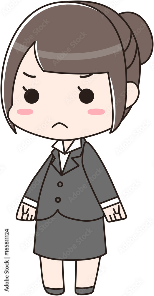 就活中・新入社員・リクルート・女の子・女子 不満・むすっ 就活中・新入社員・リクルート・女の子・女子 不満・むすっ