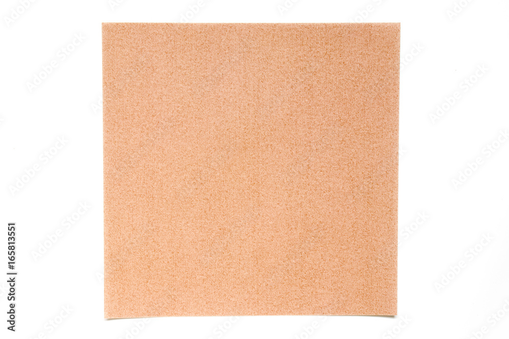 Light brown color paper sheet on white background used for decoration or design element
