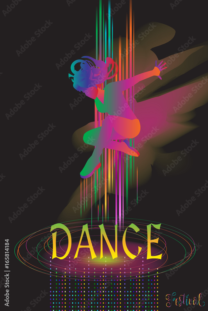 Brochure cover design. Dance Event, Pop, Music Modern Art poster, woman