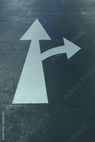 Direction sign, go straight or turn right