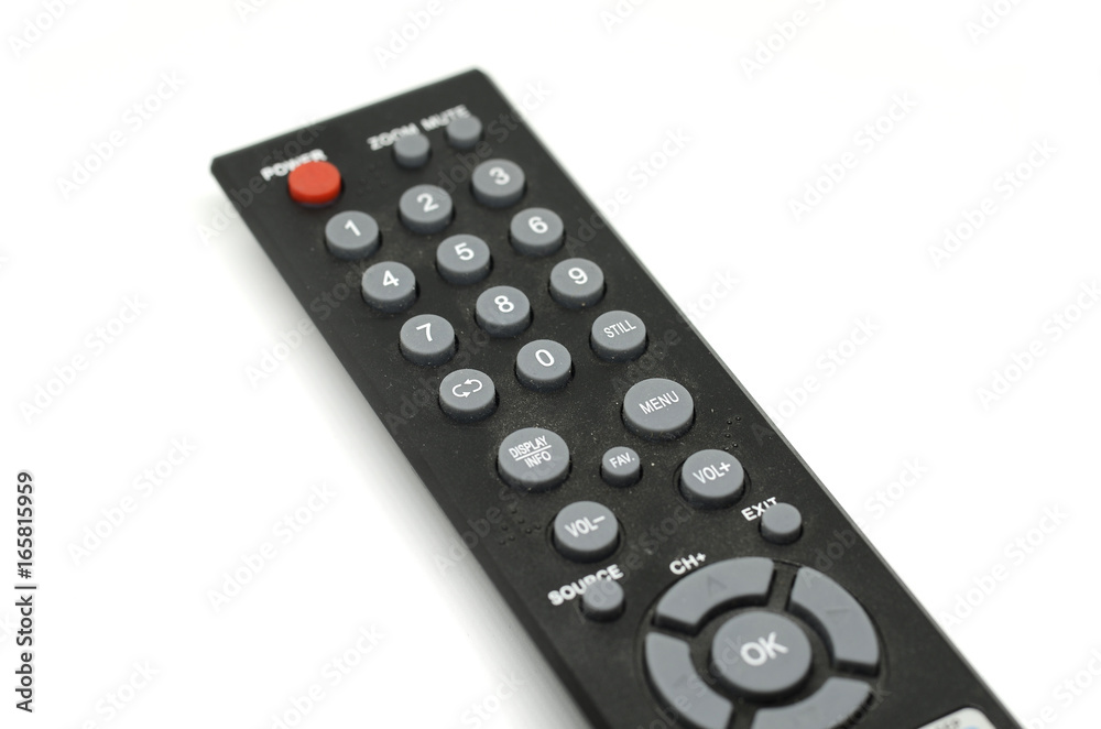 dusty television remote controller isolated on white background dusty television remote controller isolated on white background