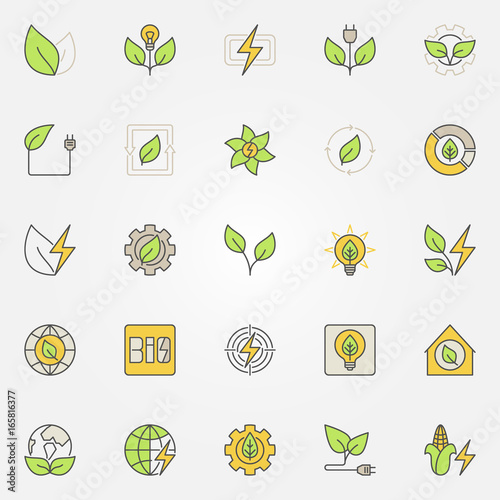 Bioenergy colorful icons